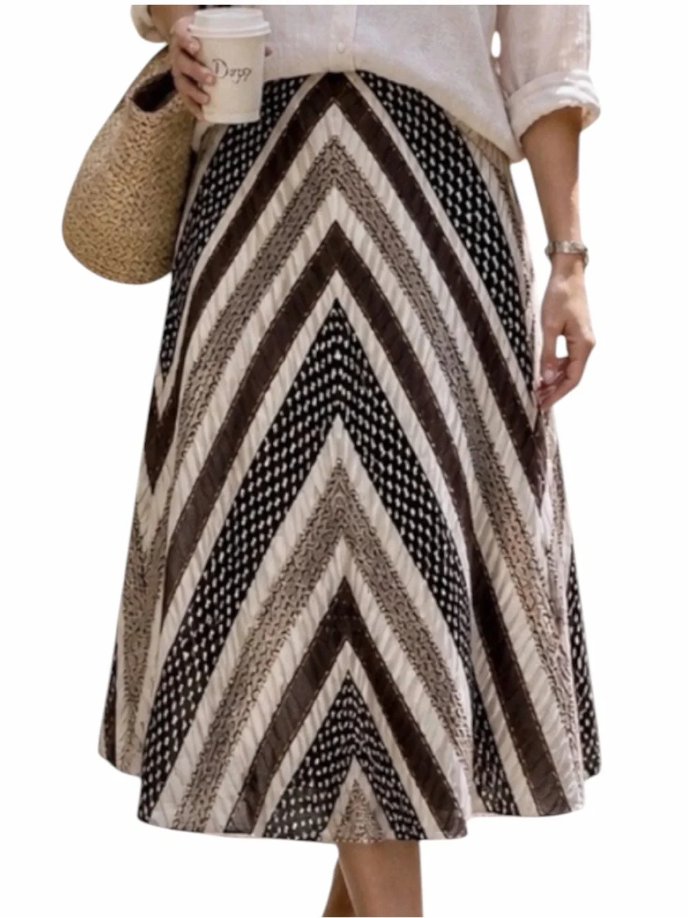 Vintage Gerd Inez Embroidered Chevron Midi Skirt EU 38‎ US 4 Scandinavian